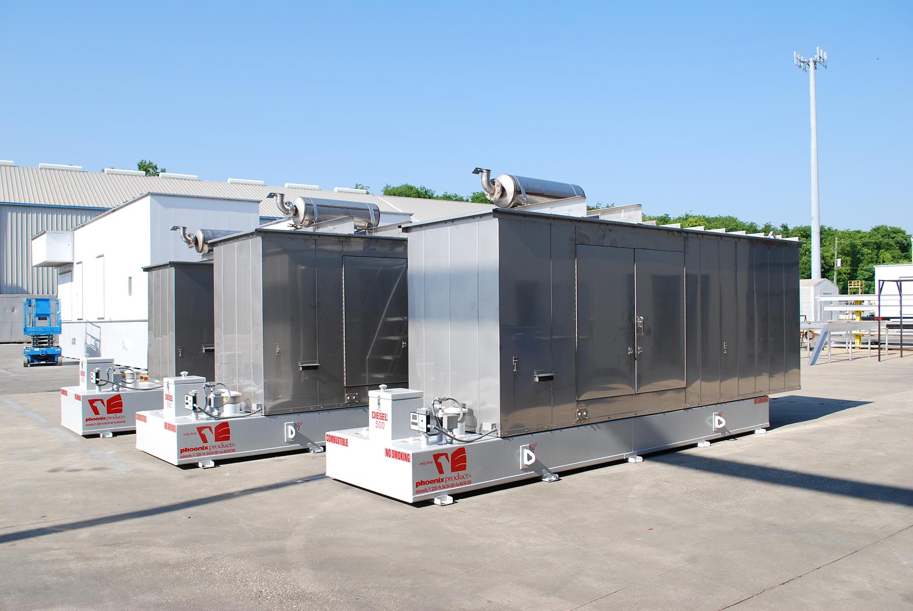 Phoenix-Products-Three-Custom-Stainless-Steel-Generator-Enclosures-With-UL-Sub-Base-Fuel-Tanks
